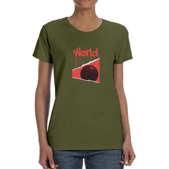 Abstract Red World Rave Style T-Shirt Women -Image by Shutterstock, Female XX-Large