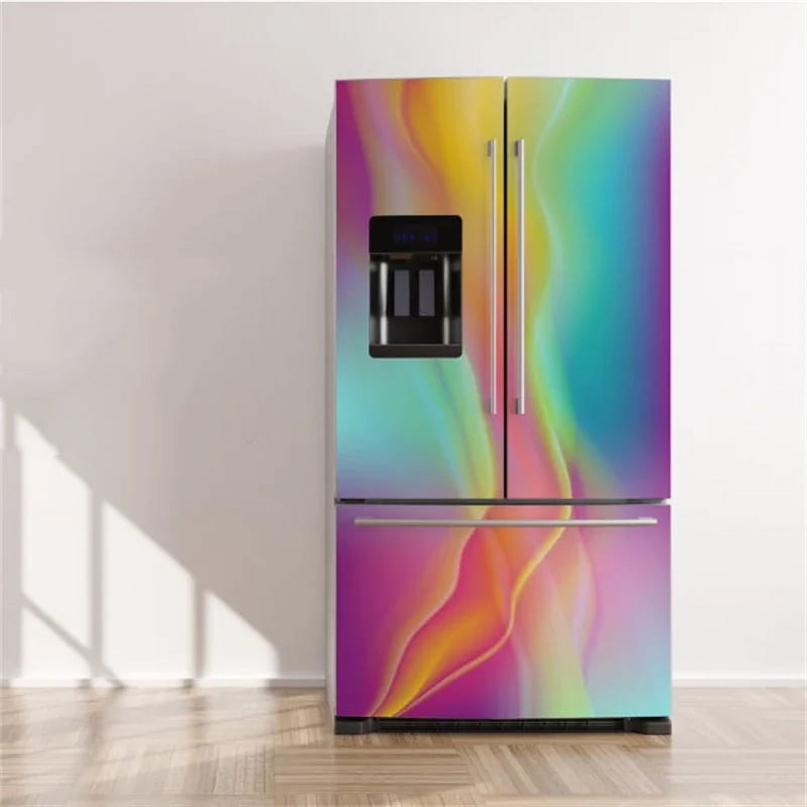 Vinile Adesivo Per Frigorifero Effetto Legno - 185x70 Cm, Design Esclusivo, Personalizza La Cucina