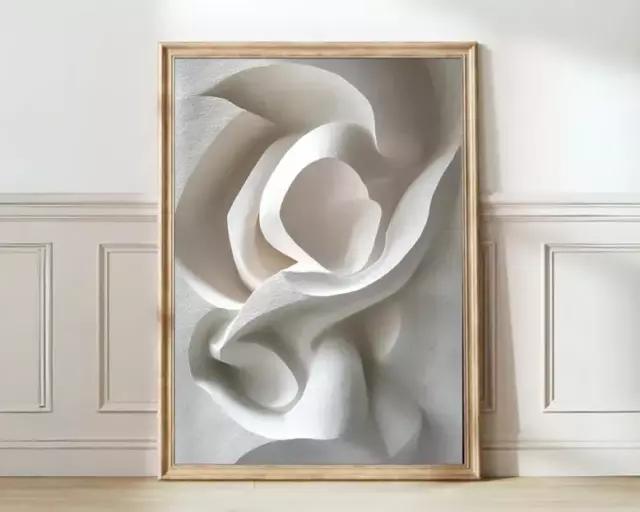 Abstract Relief Print Japandi Wall Art White Texture Print Wabi Sabi ...