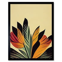 Abstract Retro Art Nouveau Flowers in Bloom Black Gold Art Print Framed Poster Wall Decor 12x16 inch