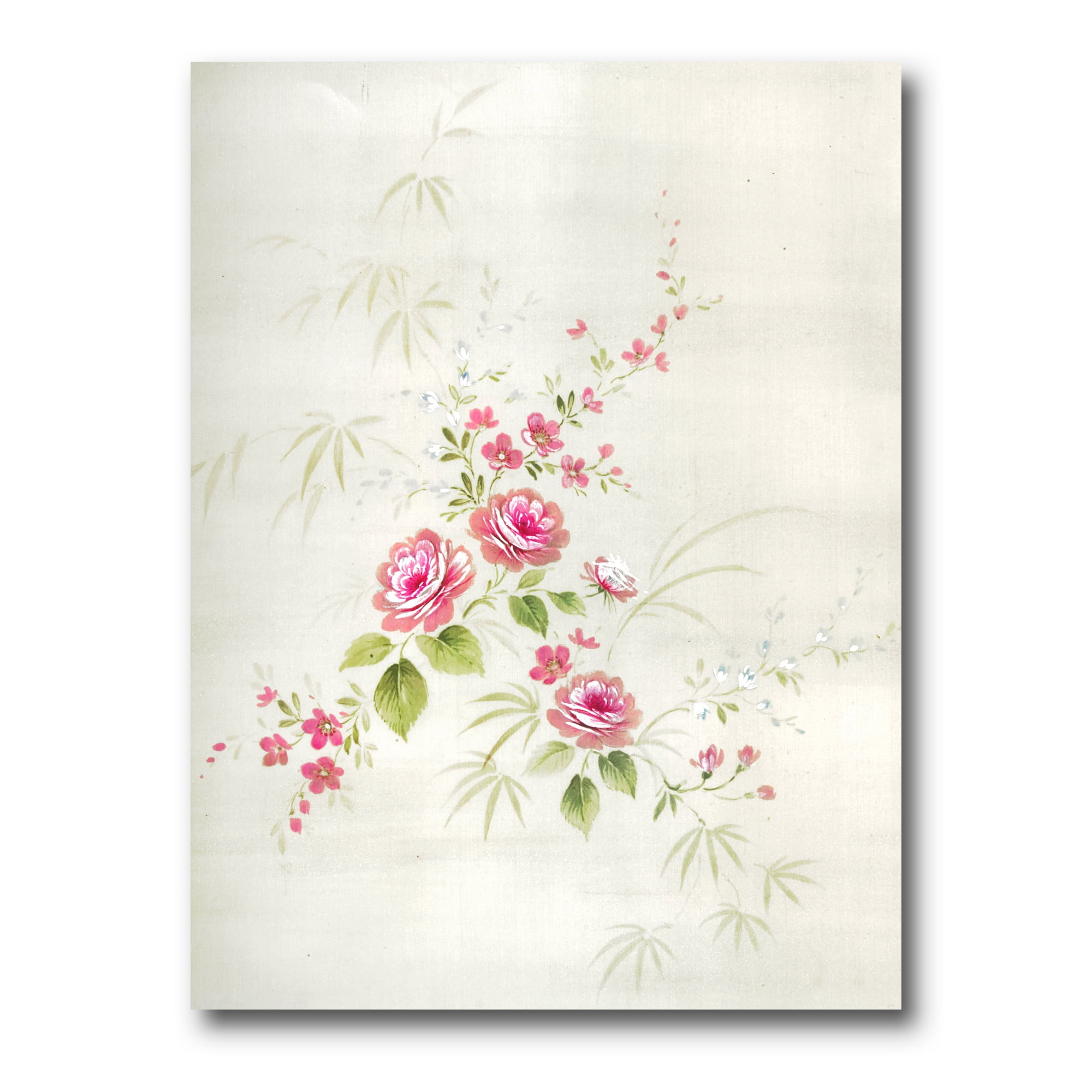 Abstract Retro Drawing of Flowers II 12 in x 8 in Painting Canvas Art Print, by Designart