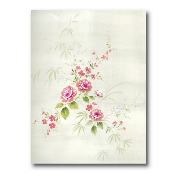 Abstract Retro Drawing of Flowers II 12 in x 8 in Painting Canvas Art Print, by Designart