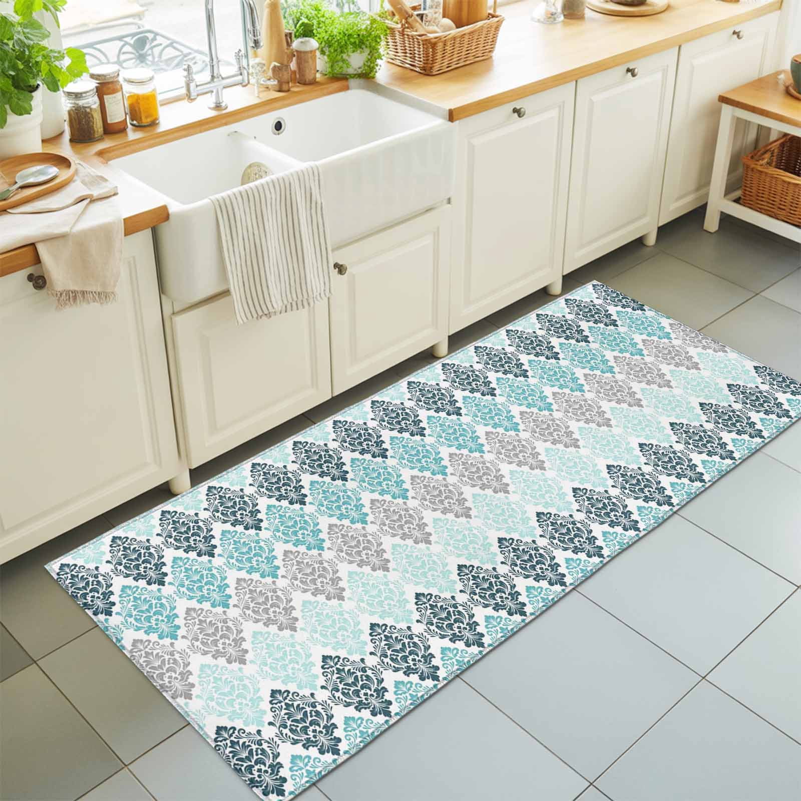 Abstract Retro Flower Texture Rectangle Rug 2'x6' Ethnic Mid Century ...