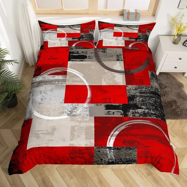 Abstract Retro Flowers Duvet Cover King Vintage Ombre Art Comforter