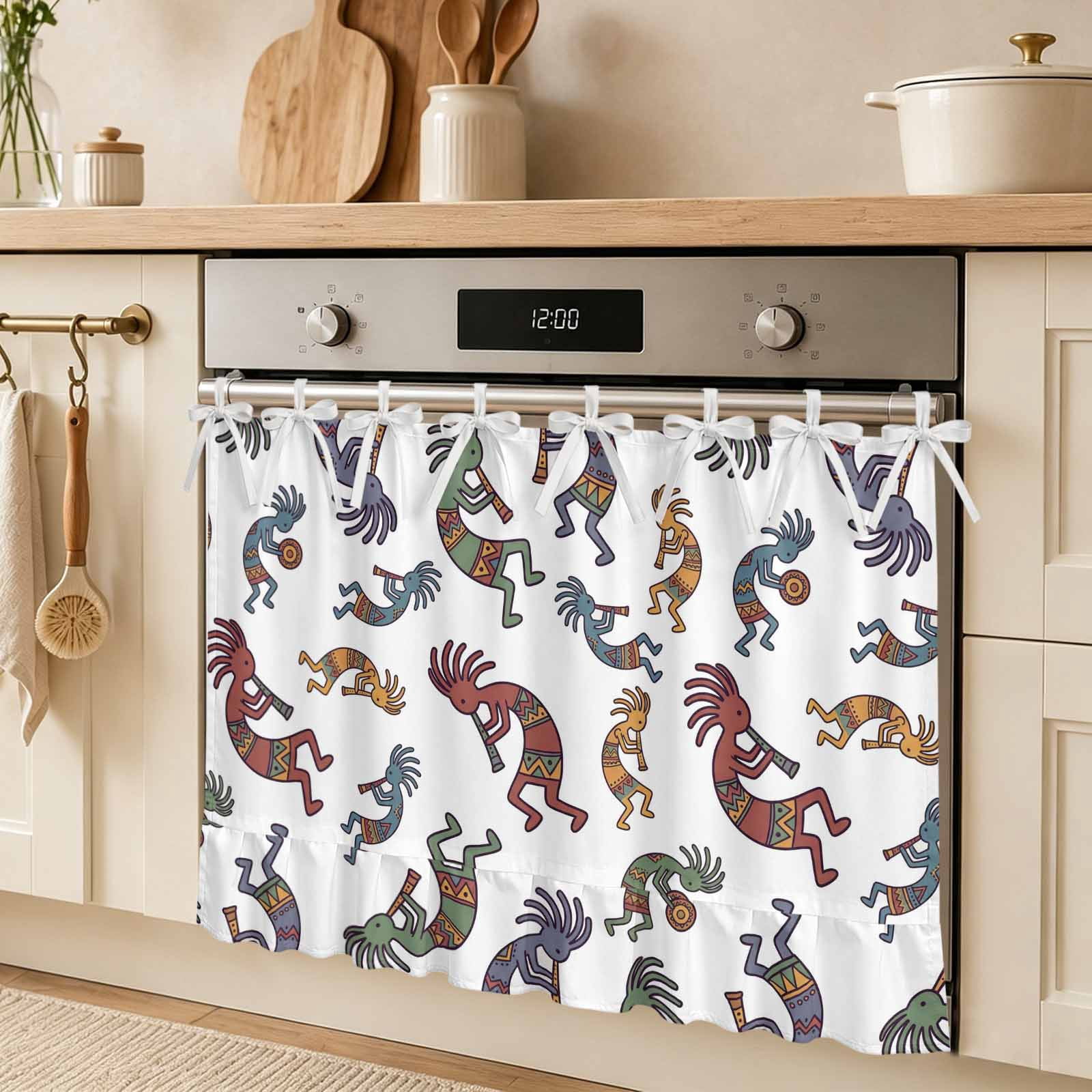Abstract Retro Oven Skirt Curtain, Tribes Man Playing Music Cartoon Tie ...