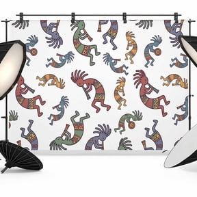 Abstract Retro Photography Backdrop 7x5FT, Tribes Man Playing Music Cartoon Photo Backdrops, Background for Photography Studio Photo Studio Background, Back Drop for Photoshoot