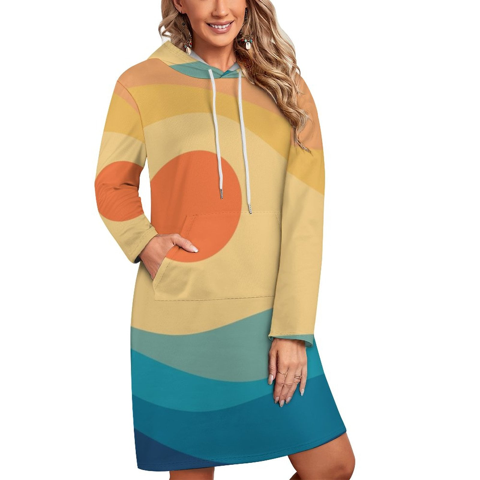 Abstract Retro Style Sunset Pullovers Hoodies Long Sleeve Hoodie ...