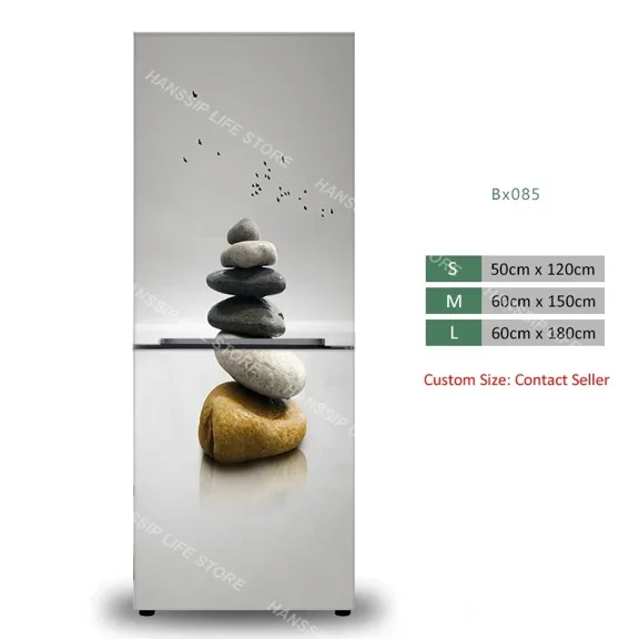 Abstract Ribbon Refrigerator Door Stickers Waterproof Light Luxury Deer Fish Fridge Freezer Full Door Wrap Mural Cover Sticker