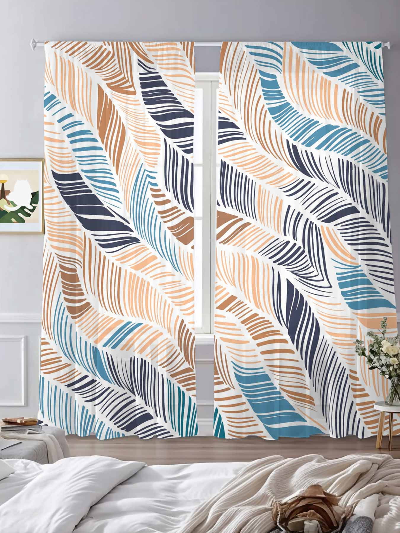 Abstract Ripple Seamless Gradient Lines Chiffon Sheer Curtains 84 ...