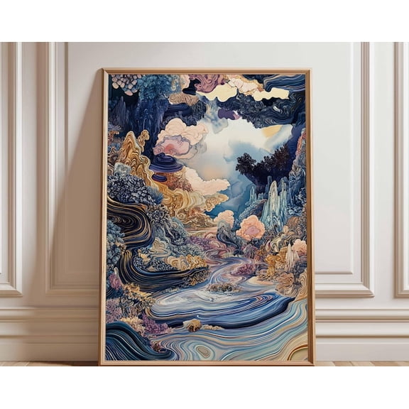 Abstract River Flow Wall Art Print