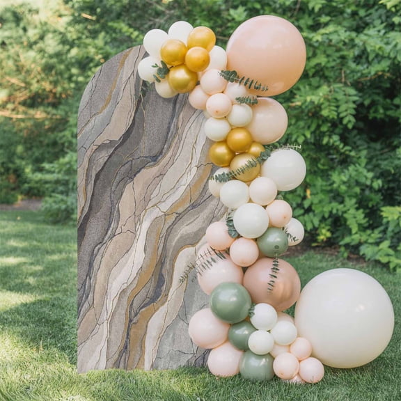 Abstract Rock Strata Arch Backdrop Cover 5 FT, Industrial Style Layered Rock Strata Textures Wedding Arch Cover Stretchy Backdrop Stands Covers for Birthday Party Ceremony Banquet Decor