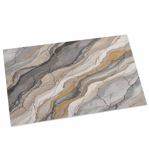 Abstract Rock Strata Door Mat 16x24 Inch Industrial Style Layered Rock Strata Textures Entryway Rug with Non-Slip Rubber, Front Door Mat Indoor Floor Mats for Living Room Bathroom Bedroom Home Office