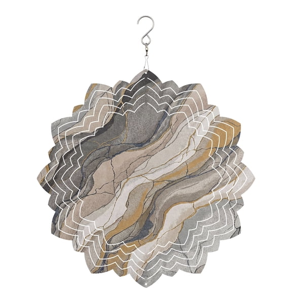 Abstract Rock Strata Wind Spinner for Garden Yard 8In, Industrial Style Layered Rock Strata Textures 3D Stainless Steel Kinetic Hanging Wind Spinners Rustproof Outdoor Decor for Lawn Patio Home