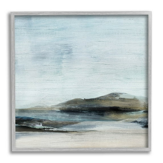 Abstract Rocky Beach Landscape Coastal Painting Gray Framed Art Print Wall Art