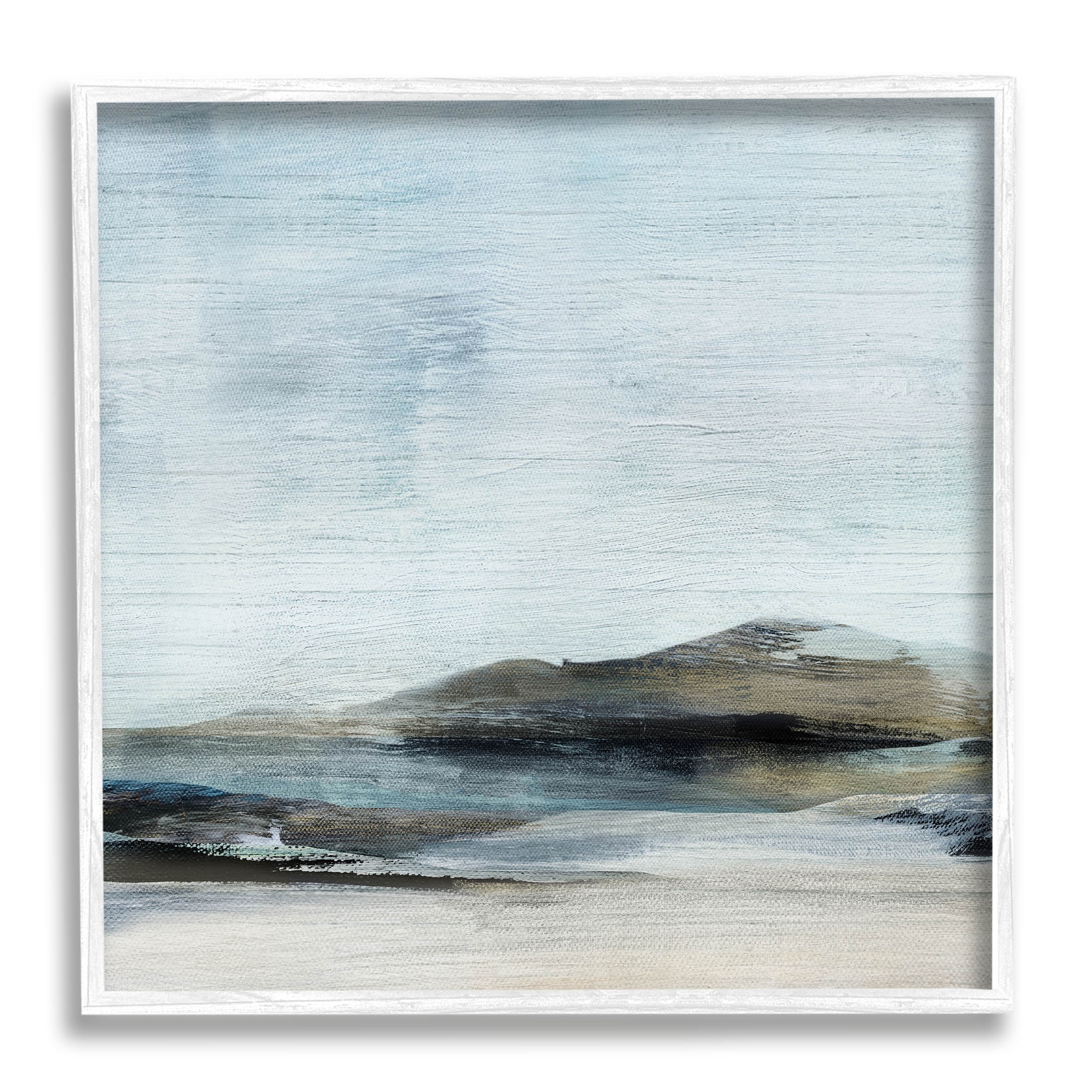 Abstract Rocky Beach Landscape Coastal Painting White Framed Art Print Wall Art