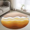 thumbnail image 1 of Abstract Round Area Rugs 3 ft, Burnt Orange Brown Gradient Waves Beach Lines Washable Small Area Rug with Non-Slip Sturdy Edge Binding Round Front Door Mat Floor Carpet for Entryway, 1 of 9
