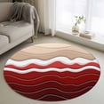 thumbnail image 1 of Abstract Round Area Rugs 3 ft, Red Brown Gradient Waves Beach Lines Washable Small Area Rug with Non-Slip Sturdy Edge Binding Round Front Door Mat Floor Carpet for Entryway, 1 of 9