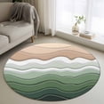 thumbnail image 1 of Abstract Round Area Rugs 3 ft, Sage Green Brown Gradient Waves Beach Lines Washable Small Area Rug with Non-Slip Sturdy Edge Binding Round Front Door Mat Floor Carpet for Entryway, 1 of 9
