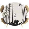 thumbnail image 1 of Abstract Round Fitted Table Cover Animal Bear Family Forest Trees Silhouette Waterproof Table Cloth with Elastic Edge Wipeable Tablecloth for Picnic Camping Party Fits 45"-54" Diameter, 1 of 8