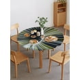 Abstract Round Fitted Tablecloth with Elastic Edge, Lemon Yellow White ...