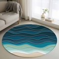 thumbnail image 1 of Abstract Round Living Room Rugs 3.3 ft, Water Duck Green Brown Gradient Ocean Waves Washable Area Rug with Non-Slip Sturdy Edge Binding Round Front Door Mat Floor Carpet for Entryway, 1 of 9