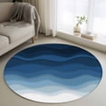 thumbnail image 1 of Abstract Round Living Room Rugs 4 ft, Blue White Beach Gradient Ocean Waves Washable Area Rug with Non-Slip Sturdy Edge Binding Round Carpet for Entryway Kitchen Bedroom Bathroom, 1 of 9