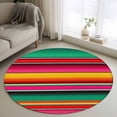 thumbnail image 1 of Abstract Round Living Room Rugs 4 ft, Colorful Mexican Stripe Green Red Orange Farmhouse Washable Area Rug with Non-Slip Sturdy Edge Binding Round Carpet for Entryway Kitchen Bedroom Bathroom, 1 of 9