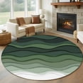 thumbnail image 1 of Abstract Round Living Room Rugs 7 ft, Sage Green Gradient Ocean Waves Sandy Beach Washable Area Rug with Non-Slip Sturdy Edge Binding Round Carpet for Kitchen Office Bedroom, 1 of 9