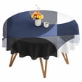 thumbnail image 1 of Abstract Round Round Tablecloth 60 inches Visual Art Blue Black Square Stitching Waterproof Oil-Proof Table Cloth Round Table Cover for Holiday Party Picnic Dinner Decor Indoor and Outdoor Use, 1 of 9