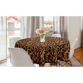 thumbnail image 1 of Abstract Round Tablecloth, Swirl Ornament Flame Patterns Elements of Fire Magic Modern Art, Circle Table Cloth Cover for Dining Room Kitchen Decor, 60", Black Marigold, by Ambesonne, 1 of 2