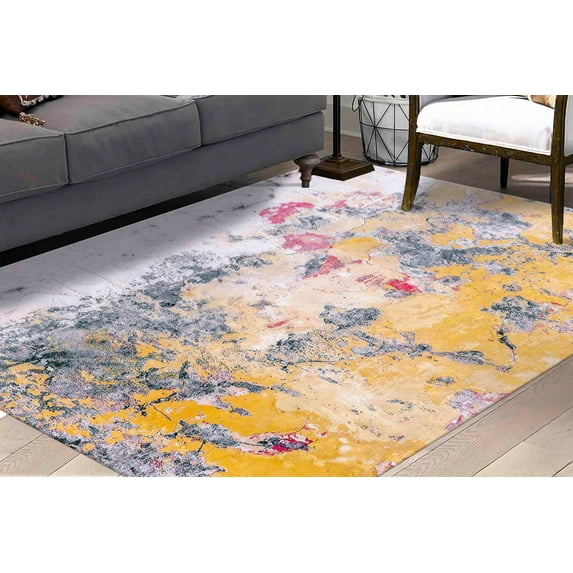 Abstract Rugs, Gray Rugs, Custom Rug, Nursery Rugs, Area Rug, Soft Rugs, Modern Rugs, View Of Old Plaster Rug, Easy to Clean Rug, Yellow Rug, 2.6'x4' - 80x120 cm