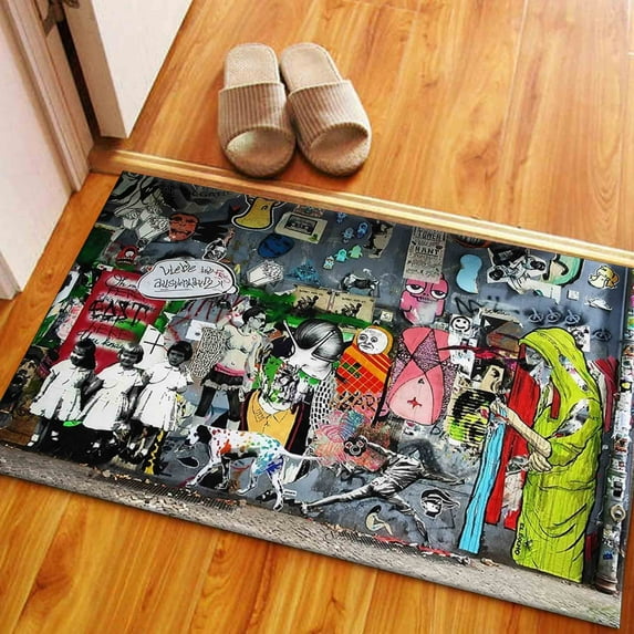 Abstract Rugs, Modern Rugs, Rugs, Personalized Gifts Rug, Decorative Rug, Trendy Rug, Graffiti Rug, Modern Rug Bath Rug, Banksy Graffiti Rug, 2.6'x4' - 80x120 cm