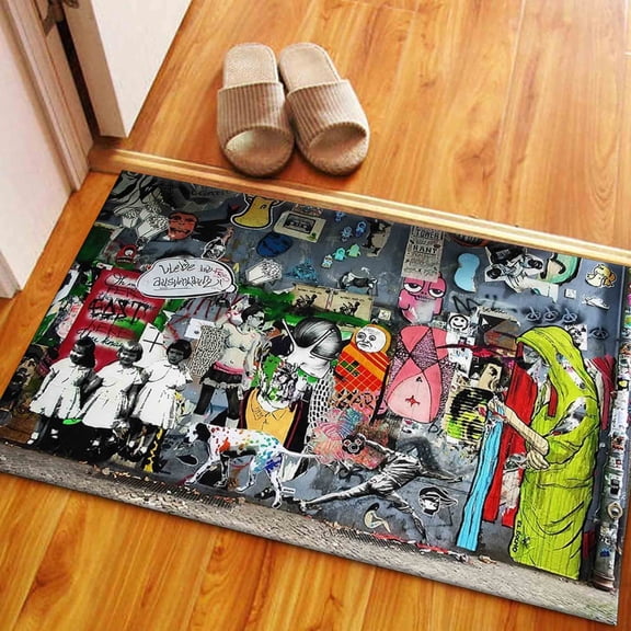 Abstract Rugs, Modern Rugs, Rugs, Personalized Gifts Rug, Decorative Rug, Trendy Rug, Graffiti Rug, Modern Rug Bath Rug, Banksy Graffiti Rug, 1.7'x2.3' - 50x70 cm