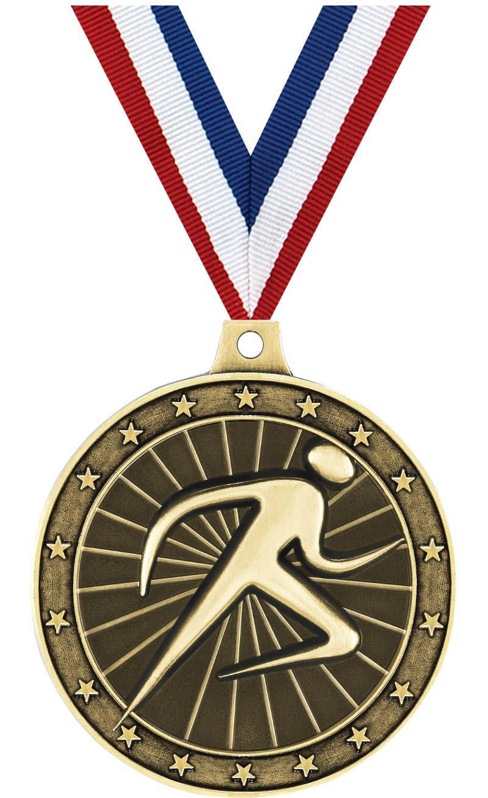 Abstract Runner Medals, 2" Gold Diecast Abstract Runner Medal Award 5 Pack