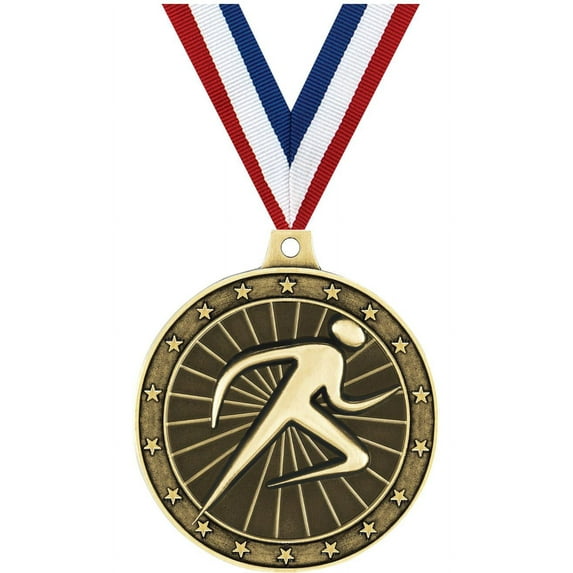 Abstract Runner Medals, 2" Gold Diecast Abstract Runner Medal Award 5 Pack