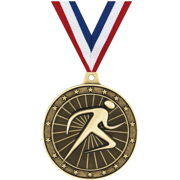 Abstract Runner Medals, 2" Gold Diecast Abstract Runner Medal Award 5 Pack