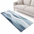 Abstract Runner Rug 2.6'x10', Sea Wave Geometric Blue Grey Gradient ...