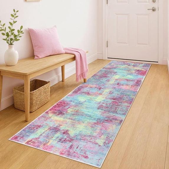 Abstract Runner Rug 2x6 Ft Washable Runners for Hallways, Non Slip ...