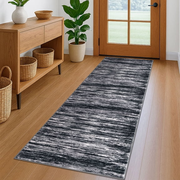 Brisasol Runner Rug for Floor 2x6 Washable Rug Runner Non Slip Carpet Runner Thin Indoor Runner for Hallway Kitchen Bedroom Entryway, Black/White