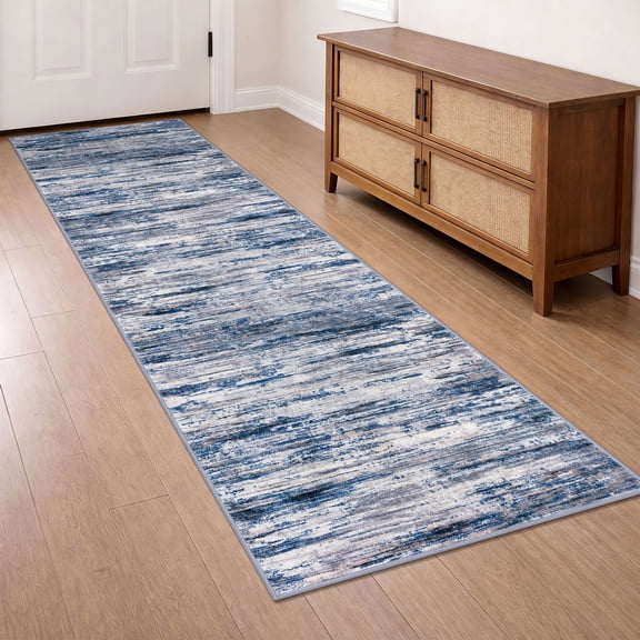 Brisasol Abstract Runner Rug 2x7 Washable Rug Runner for Hallways Non Slip Carpet Runner for Kitchen Bedroom Entryway, Navy Blue/Gray/Neutral/Multi