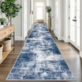 thumbnail image 1 of Abstract Runner Rug 3x18 Ft Washable Runners for Hallways, Non Slip Kitchen Runner Printed Faux Wool Entryway Runner Indoor, Modern Abstract Floor Carpet for Hall Stair, Navy/Grey, 1 of 9