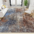 thumbnail image 1 of Abstract Rustic Area Rug, Burnt Orange Blue Beige Coloful Distressed Aesthetic Soft Washable Carpet, Indoor Decorative Rug With Non-Slip Backing For Living Room Bedroom 5 x 7ft, 1 of 6