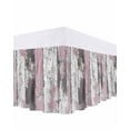 thumbnail image 1 of Abstract Rustic Wooden Bed Skirt Queen Size 16" Drop Ombre Pink Gray White Ruffled Wrap Around Bed Skirts Adjustable Elastic Bedskirt Dust Ruffle for Queen Size Bed, 1 of 7