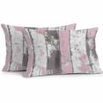 thumbnail image 1 of Abstract Rustic Wooden Outdoor Pillow Covers Set of 2 Ombre Pink Gray White Waterproof Throw Pillow Case Decorative Square Cushion Cover for Patio Couch Garden Balcony, 20"x12", 1 of 9