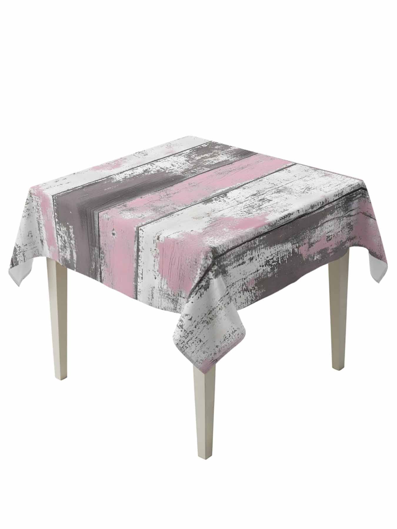 Abstract Rustic Wooden Table Cloth 60x60 Inch Square, Ombre Pink Gray ...