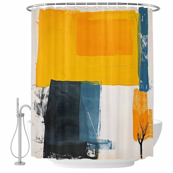 Abstract STYLE Fabric Shower Curtain Impressionist Style Washable Shower Curtains for Bathroom, Waterproof Bath Curtain with Hooks Home Decor 36x72in