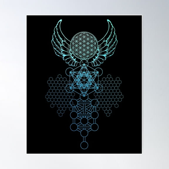 Abstract Sacred Geometry Flower Of Life Poster Wall Art, Modern Wall Decor For Living Room Bedroom, 8x12 UNFRAMED