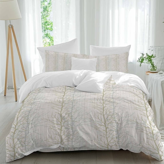 Abstract Sage 4 Piece Duvet Cover Set California King Size Green Tree ...