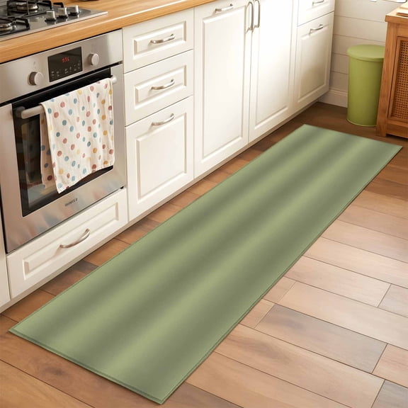 Abstract Sage Green Runner Rug for Hallway 2x6ft, Minimalist Forest Green Ombre Modern Non Slip Floor Mat Washable Low-Profile Indoor Carpet for Living Room, Bedroom, Dining Room