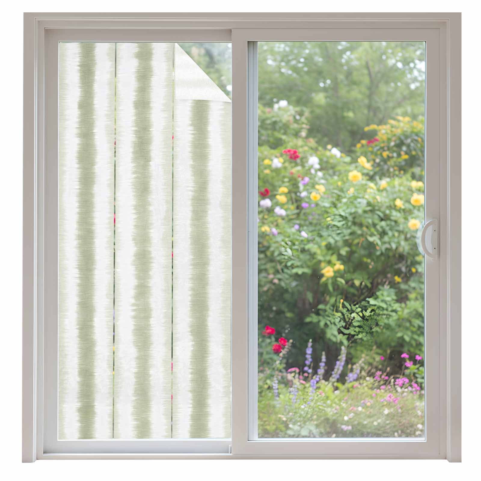 Abstract Sage Green Stripes Window Privacy Film, Rustic Watercolor ...
